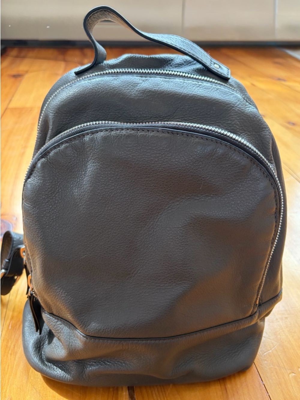 Soft Black Leather Backpack with Top Handle